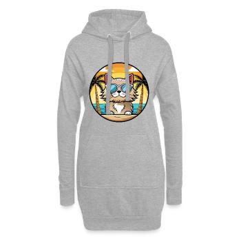 Selkirk Rex Cat Breed Cartoon Lunettes de soleil Beach - Sweat-shirt à capuche long Femme - gris chiné - Devant