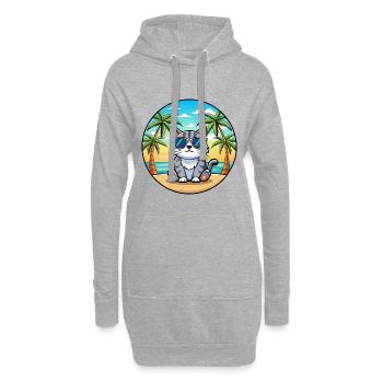 Schottische Falte Katzenrasse Cartoon Sonnenbrille Strand - Hoodie-Kleid - Grau meliert - Vorne