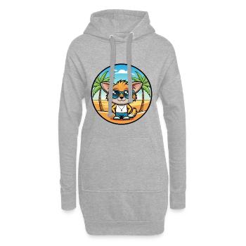 Pixie Bob Katzenrasse Cartoon Sonnenbrille Strand - Hoodie-Kleid - Grau meliert - Vorne