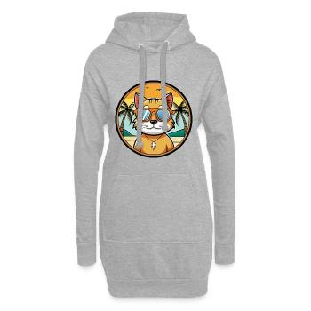 Minskin Katzenrasse Cartoon Sonnenbrille Strand - Hoodie-Kleid - Grau meliert - Vorne