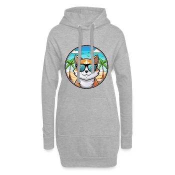 Verdünnte Kattunkatzenrasse Cartoon Sonnenbrille Strand - Hoodie-Kleid - Grau meliert - Vorne