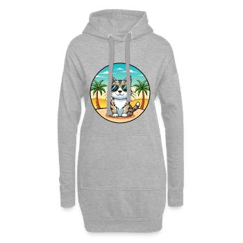Amerikanische Drahthaarkatze Rasse Cartoon Sonnenbrille Strand - Hoodie-Kleid - Grau meliert - Vorne