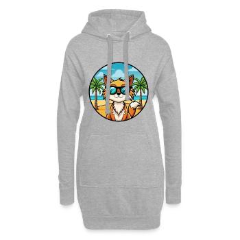 Somali Katzenrasse Cartoon Sonnenbrille Strand - Hoodie-Kleid - Grau meliert - Vorne