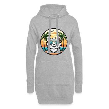 Selkirk Rex Cat Breed Cartoon Lunettes de soleil Beach - Sweat-shirt à capuche long Femme - gris chiné - Devant