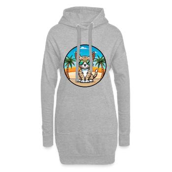 Ocicat Katzenrasse Cartoon Sonnenbrille Strand - Hoodie-Kleid - Grau meliert - Vorne