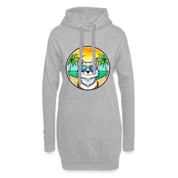 Norwegische Waldkatze Rasse Cartoon Sonnenbrille Strand - Hoodie-Kleid - Grau meliert - Vorne