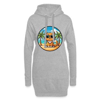 Ingwer Langhaar Katze Rasse Cartoon Sonnenbrille Strand - Hoodie-Kleid - Grau meliert - Vorne