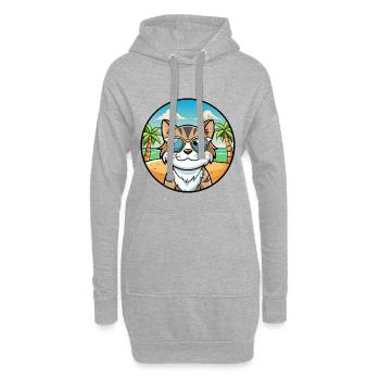 Verdünnte Kattunkatzenrasse Cartoon Sonnenbrille Strand - Hoodie-Kleid - Grau meliert - Vorne