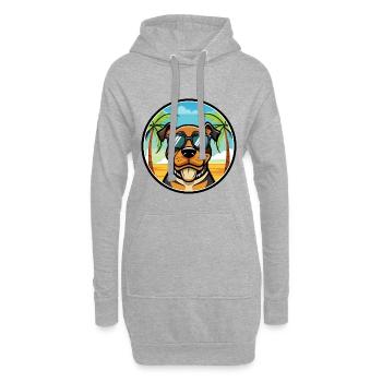 Lunettes de soleil Rottweiler Dog Cartoon Summer Beach - Sweat-shirt à capuche long Femme - gris chiné - Devant