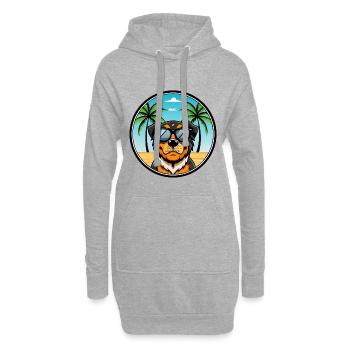 Rottweiler Hund Cartoon Sommer Strand Sonnenbrille - Hoodie-Kleid - Grau meliert - Vorne