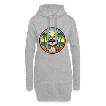 Faultier Lustige Cartoon Sommer Strand Sonnenbrille Cool - Hoodie-Kleid - Grau meliert - Vorne