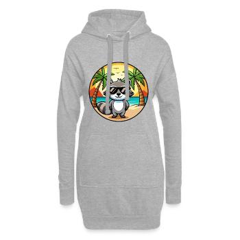 Waschbär Lustig Cartoon Sommer Strand Sonnenbrille Cool - Hoodie-Kleid - Grau meliert - Vorne
