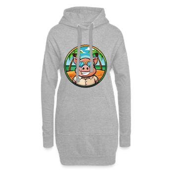 Cochon Drôle Dessin Animé Plage D’été Lunettes De Soleil Autocollant - Sweat-shirt à capuche long Femme - gris chiné - Devant