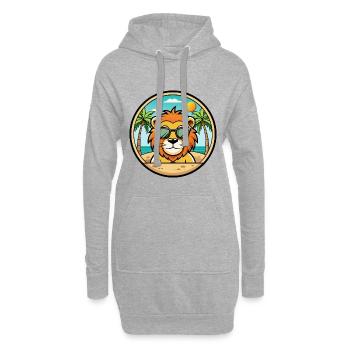 Löwe Lustige Cartoon Sommer Strand Sonnenbrille Aufkleber - Hoodie-Kleid - Grau meliert - Vorne