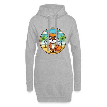Fuchs Lustige Cartoon Sommer Strand Sonnenbrille Aufkleber - Hoodie-Kleid - Grau meliert - Vorne