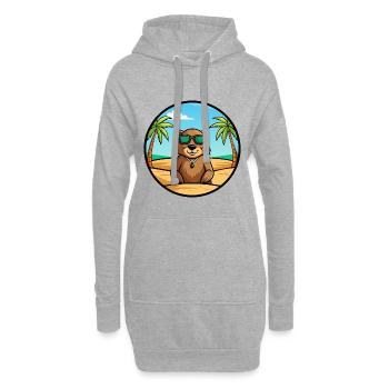 Murmeltier Lustige Cartoon Sommer Strand Sonnenbrille - Hoodie-Kleid - Grau meliert - Vorne