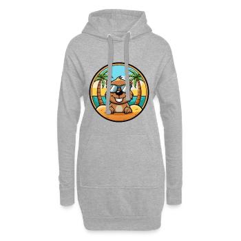Biber Lustige Cartoon Sommer Strand Sonnenbrille Cool - Hoodie-Kleid - Grau meliert - Vorne
