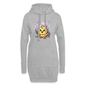 Küken Ostern Kind Kinder - Hoodie-Kleid - Grau meliert - Vorne