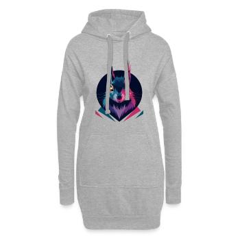Écureuil low-poly - Sweat-shirt à capuche long Femme - gris chiné - Devant