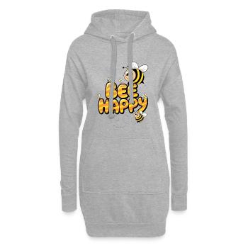 Abeille heureuse - Sweat-shirt à capuche long Femme - gris chiné - Devant