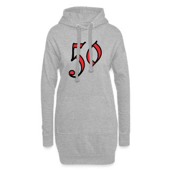 50. 50 ANS. 50e ANNIVERSAIRE. ANNIVERSAIRE 50 ANS. - Sweat-shirt à capuche long Femme - gris chiné - Devant