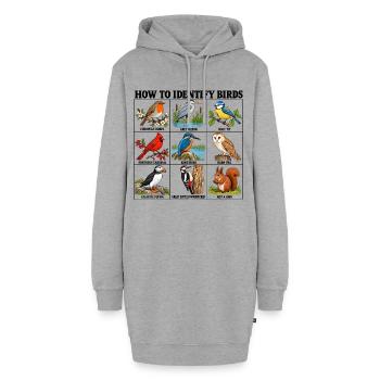 How to Identify Birds Funny Birding Birder Fitted  - Hoodie-Kleid - Grau meliert - Vorne - AI Model Female 172 light (172cm)
