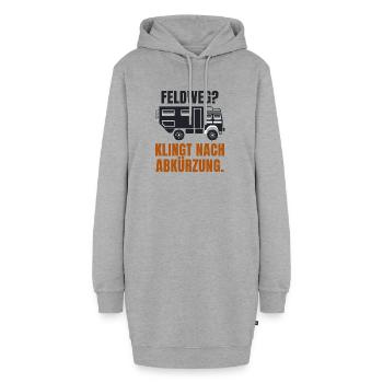 Forstweg? Klingt nach Abkürzung. – Offroad Spruch - Hoodie-Kleid - Grau meliert - Vorne - AI Model Female 172 light (172cm)