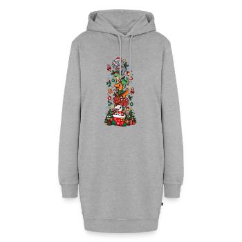 Funny Christmas T-Rex Santa Elf Snowman - Hoodie-Kleid - Grau meliert - Vorne - AI Model Female 172 light (172cm)