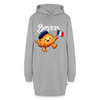 Cute French Croissant Bonjour Paris - Hoodie-Kleid - Grau meliert - Vorne - AI Model Female 172 light (172cm)