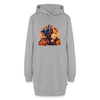 Halloween Fledermaus-Arzt mit Kaffee - Hoodie-Kleid - Grau meliert - Vorne - AI Model Female 172 light (172cm)