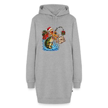 Well Shit Gingerbread Fishing Christmas Bass Humor - Hoodie-Kleid - Grau meliert - Vorne - AI Model Female 172 light (172cm)