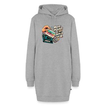 80er Musik Fan Mixtape Kassette Retro Nostalgie - Hoodie-Kleid - Grau meliert - Vorne - AI Model Female 172 light (172cm)
