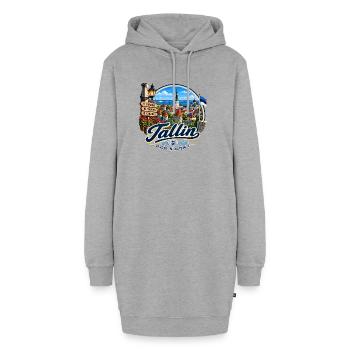 Tallin - Estonia - Estland - Baltikum - Koordinate - Hoodie-Kleid - Grau meliert - Vorne - AI Model Female 172 light (172cm)