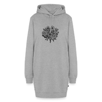 Blumenstrauß - Hoodie-Kleid - Grau meliert - Vorne - AI Model Female 172 light (172cm)