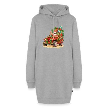 Santa's Island Lieferung – tropischer Weihnachtsjeep - Hoodie-Kleid - Grau meliert - Vorne - AI Model Female 172 light (172cm)