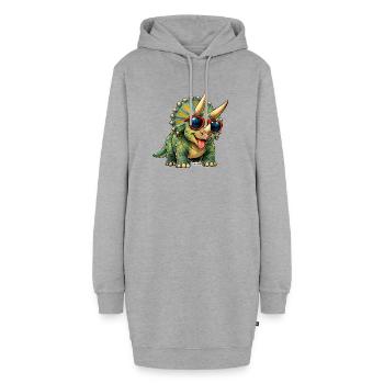 dino-cool - Hoodie-Kleid - Grau meliert - Vorne - AI Model Female 172 light (172cm)
