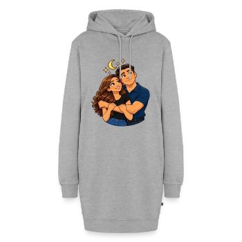 Moonlit Embrace Duo - Hoodie-Kleid - Grau meliert - Vorne - AI Model Female 172 light (172cm)