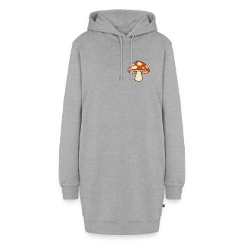 Vintage Fliegenpilz – Schlichtes Pilzmotiv - Hoodie-Kleid - Grau meliert - Vorne - AI Model Female 172 light (172cm)