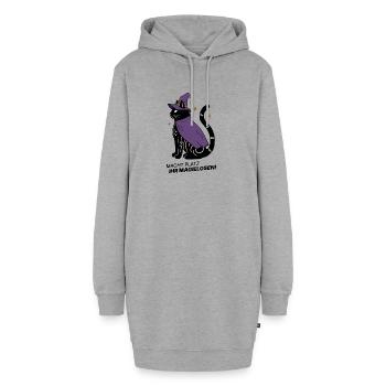 Macht Platz ihr Magielosen! – Schwarze Katze Hexe - Hoodie-Kleid - Grau meliert - Vorne - AI Model Female 172 light (172cm)