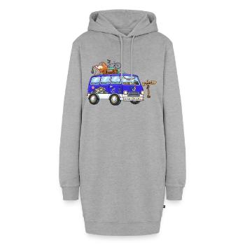 Frankreich Camper Wohnmobil - Hoodie-Kleid - Grau meliert - Vorne - AI Model Female 172 light (172cm)