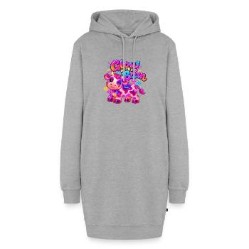 Kuh T-Shirt – Glow in the Barn Gummy Cow - Hoodie-Kleid - Grau meliert - Vorne - AI Model Female 172 light (172cm)