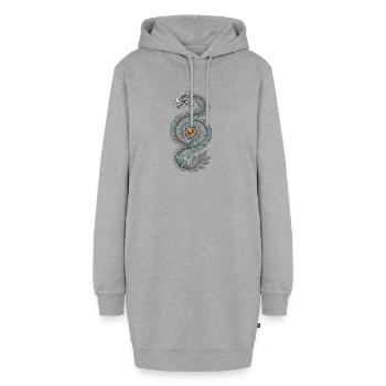 Skelett Dinosaurier Natur Fantasy Kunst - Hoodie-Kleid - Grau meliert - Vorne - AI Model Female 172 light (172cm)