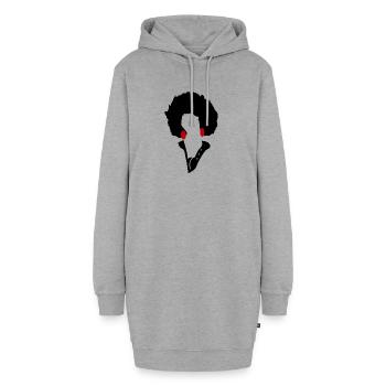 Rote Augen auf minimalistischem schwarzem Hintergrund - Hoodie-Kleid - Grau meliert - Vorne - AI Model Female 172 light (172cm)