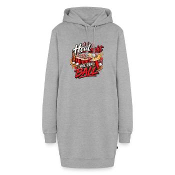 Heul nicht, hol den Ball – Beer-Pong-Spruch - Hoodie-Kleid - Grau meliert - Vorne - AI Model Female 172 light (172cm)