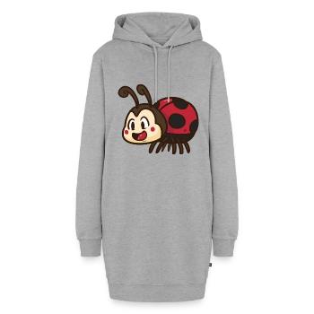 Fleißiger Marienkäfer Blattlausjäger - Hoodie-Kleid - Grau meliert - Vorne - AI Model Female 172 light (172cm)