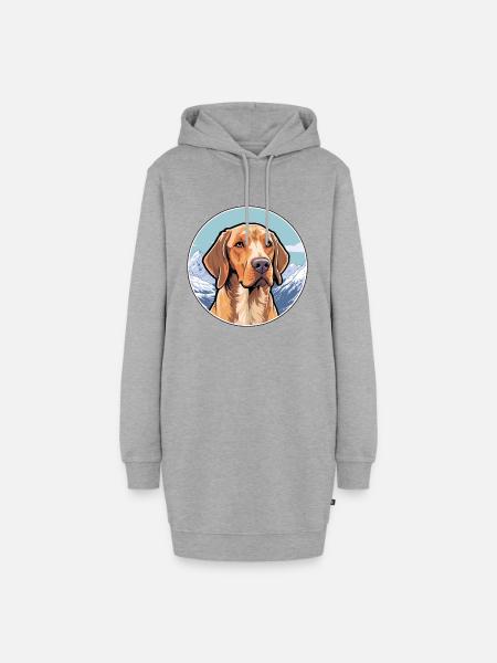 Dänische Broholmer Hunderasse Cartoon Kawaii Watercol - Hoodie-Kleid - Grau meliert