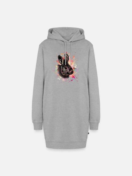 Hase aquarell - Hoodie-Kleid - Grau meliert
