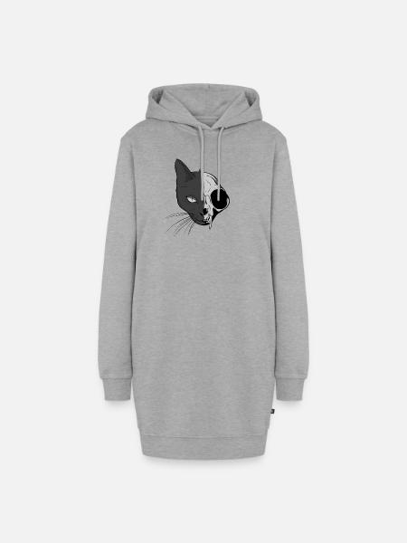 Schrödingers Katze - Hoodie-Kleid - Grau meliert
