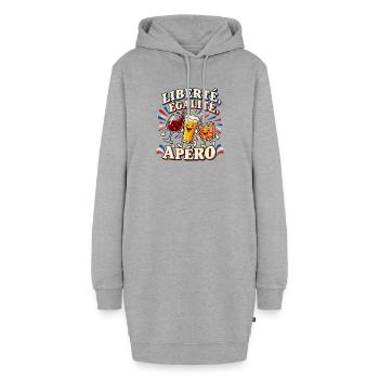 Freedom Equality Aperitif – Humor und Geselligkeit - Hoodie-Kleid - Grau meliert - Vorne - AI Model Female 172 light (172cm)