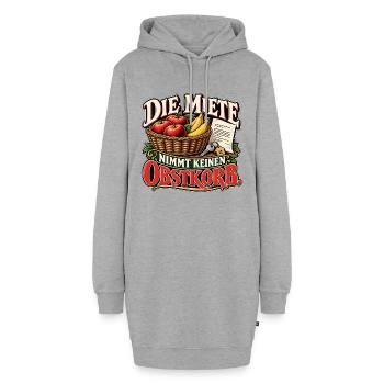 Miete statt Obstkorb - Hoodie-Kleid - Grau meliert - Vorne - AI Model Female 172 light (172cm)